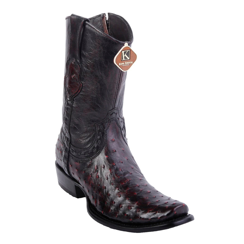 Men's King Exotic Ostrich Boots Dubai Toe Handcrafted Black Cherry (479B0318) - 6 E