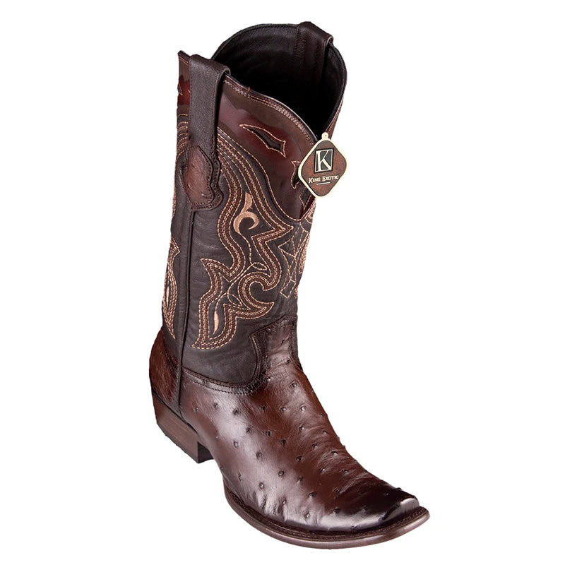 Men's King Exotic Ostrich Boots Dubai Toe Handcrafted Brown (4790307) - 6 E