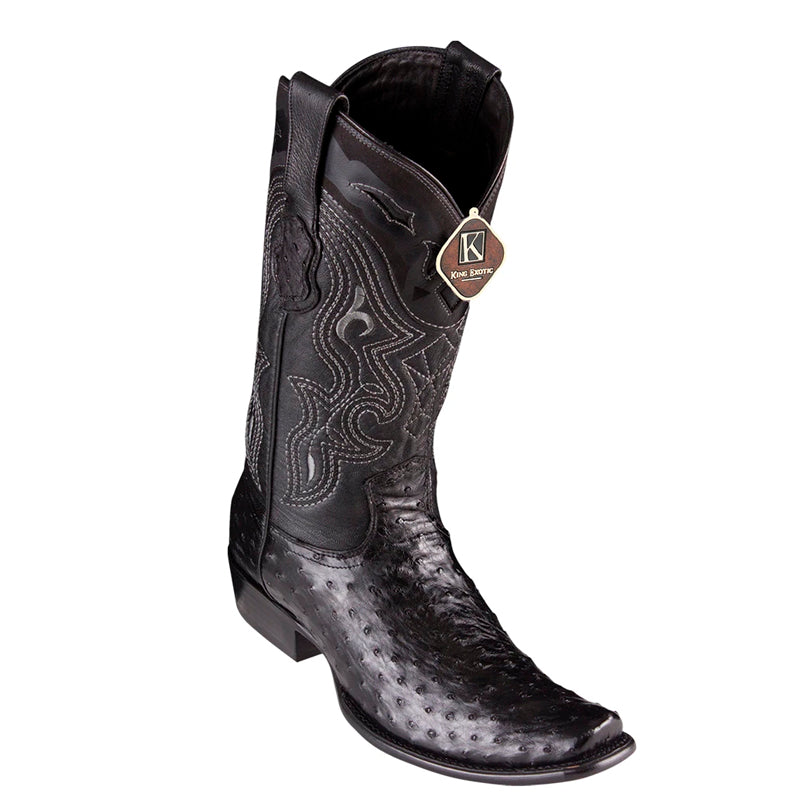 Men's King Exotic Ostrich Boots Dubai Toe Handcrafted Black (4790305) - 6 E