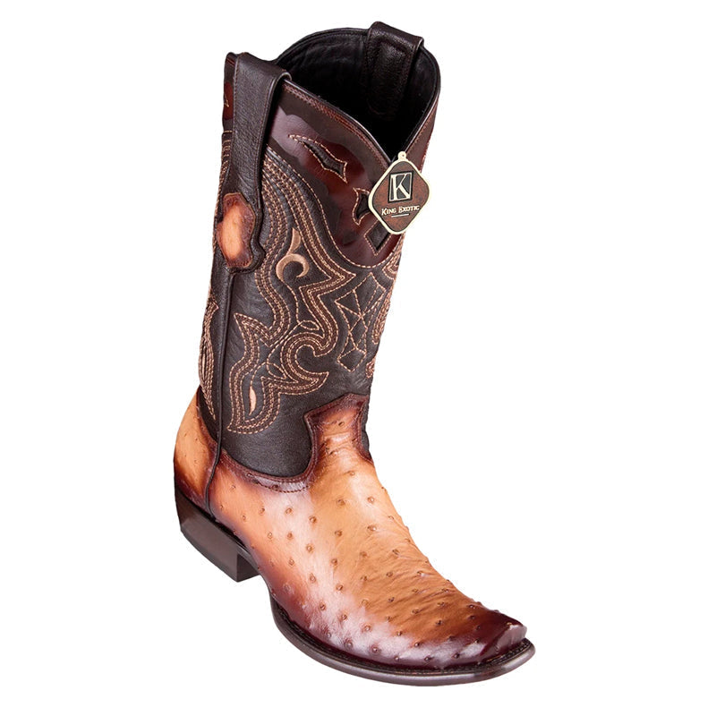 Men's King Exotic Ostrich Boots Dubai Toe Handcrafted Faded Oryx (4790315) - 6 E