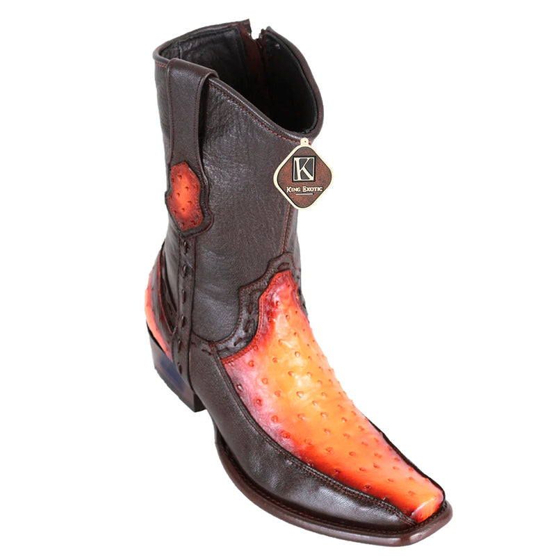 Men's King Exotic Ostrich Boots With Deer Dubai Toe Handcrafted Faded Buttercup (479BF0301) - 6 E