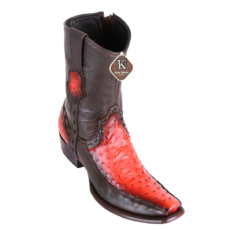 Men's King Exotic Ostrich Boots With Deer Dubai Toe Handcrafted Faded Cognac (479BF0357) - 6 E