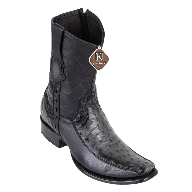 Men's King Exotic Ostrich Boots With Deer Dubai Toe Handcrafted Faded Gray (479BF0338) - 6 E