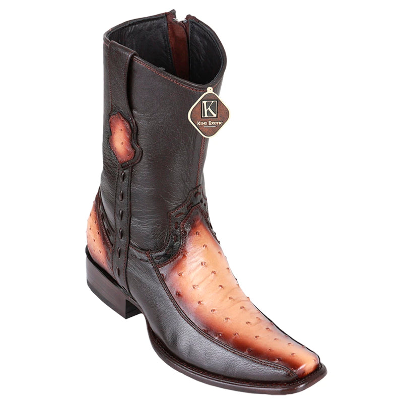 Men's King Exotic Ostrich Boots With Deer Dubai Toe Handcrafted Faded Oryx (479BF0315) - 6 EE