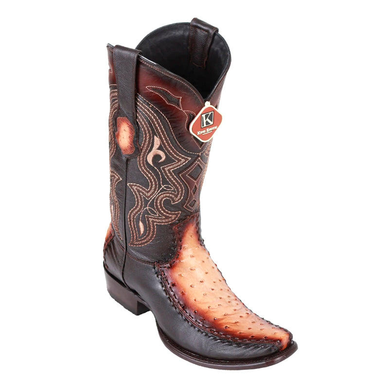 Men's King Exotic Ostrich Boots With Deer Dubai Toe Handcrafted  Faded Oryx (479F0315) - 6 E