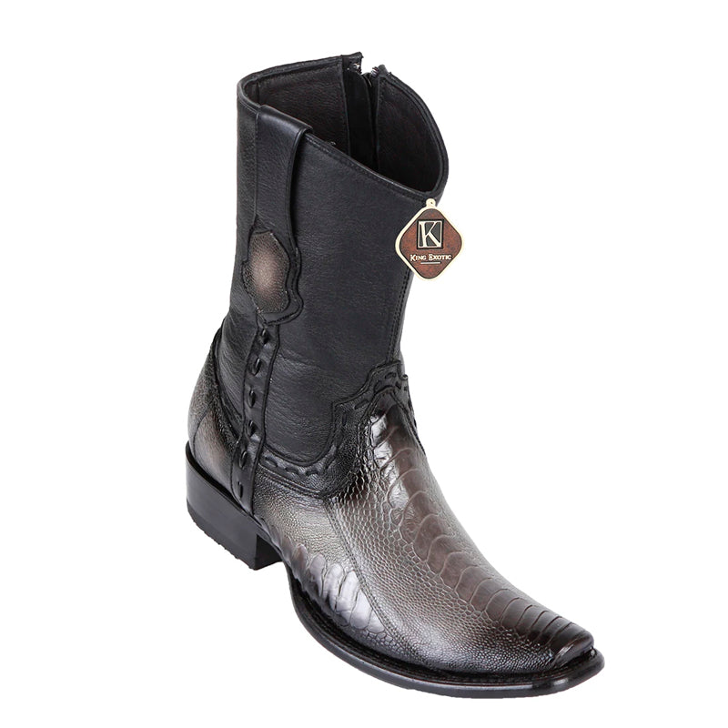 Men's King Exotic Ostrich Leg Boots Dubai Toe Handcrafted  Faded Gray (479B0538) - 6 E