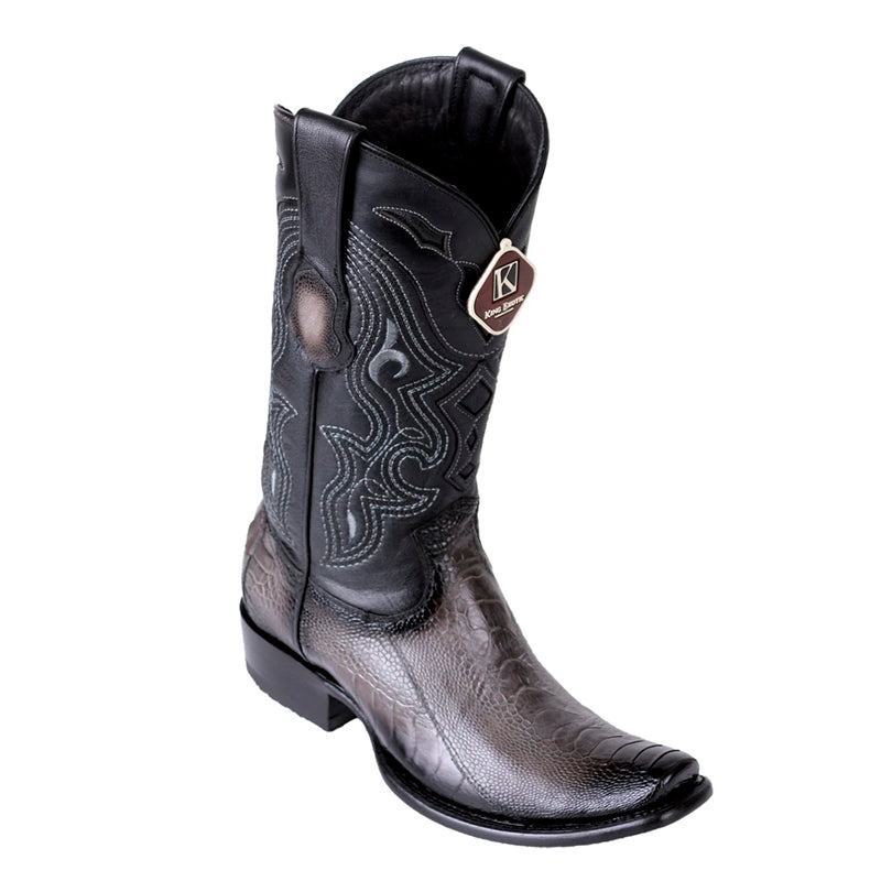 Men's King Exotic Ostrich Leg Boots Dubai Toe Handcrafted Faded Gray (4790538) - 6 E