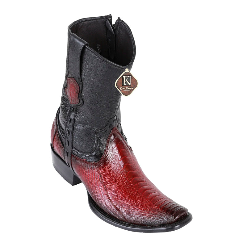 Men's King Exotic Ostrich Leg Boots Dubai Toe Handcrafted Faded Burgundy (479B0543) - 6 E