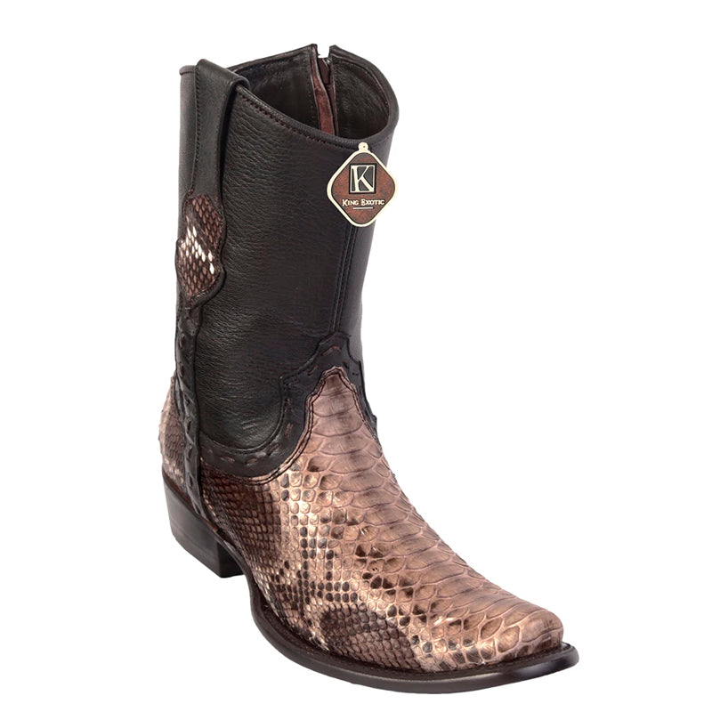 Men's King Exotic Python Boots Dubai Toe Handcrafted Rustic Brown  (479B5785) - 6 E