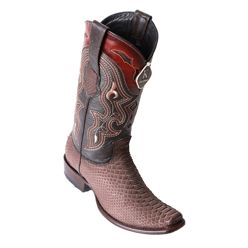Men's King Exotic Python Boots Dubai Toe Handcrafted Brown Suede Finish (479N5707) - 6 E
