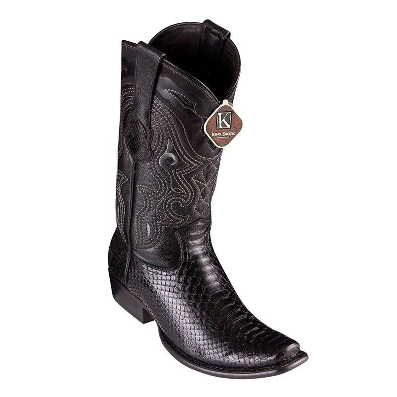Men's King Exotic Python Boots Dubai Toe Handcrafted Black (4795705) - 6 E