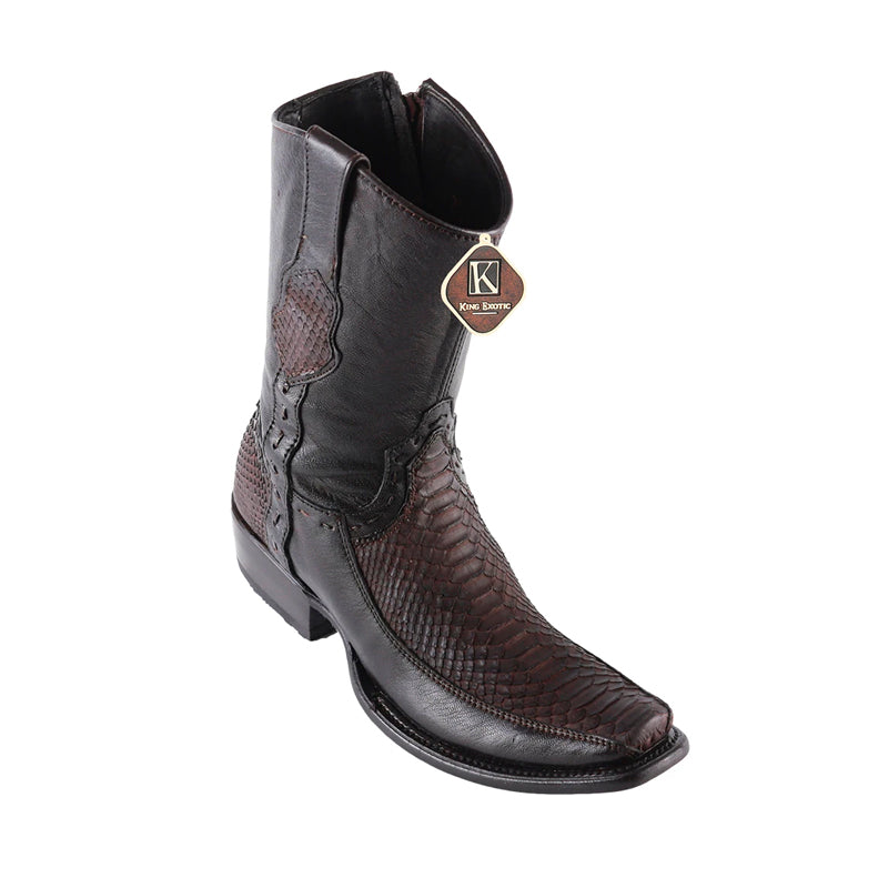 Men's King Exotic Python Boots Dubai Toe Handcrafted Brown Suede (479BFN5707) - 6 E