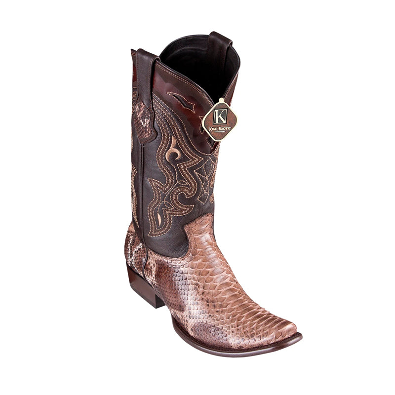 Men's King Exotic Python Boots Dubai Toe Handcrafted   Rustic Brown (4795785) - 6 E