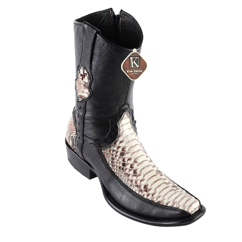 Men's King Exotic Python Boots With Deer Dubai Toe Handcrafted Natural (479BF5749) - 6 E