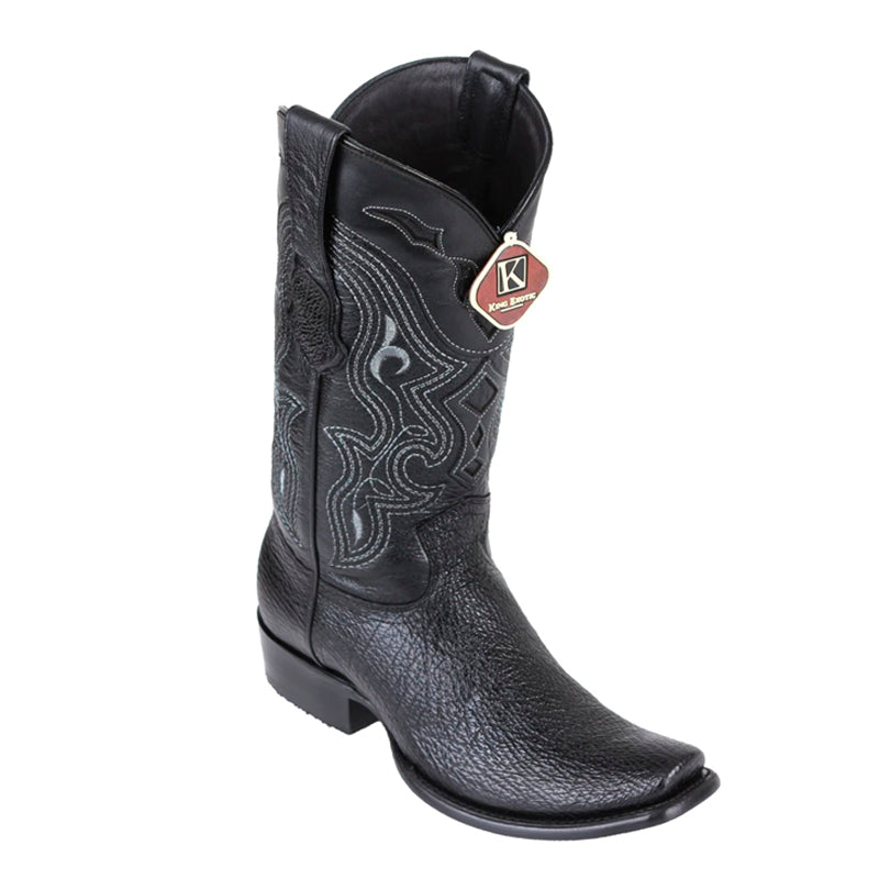 Men's King Exotic Sharkskin Boots Dubai Toe Handcrafted Black (4790905) - 6 E