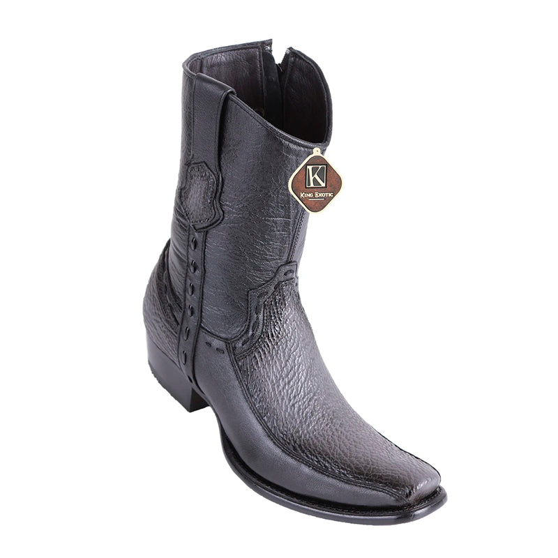 Men's King Exotic Sharkskin Boots With Deer Dubai Toe Handcrafted Faded Gray (479BF0938) - 6 E