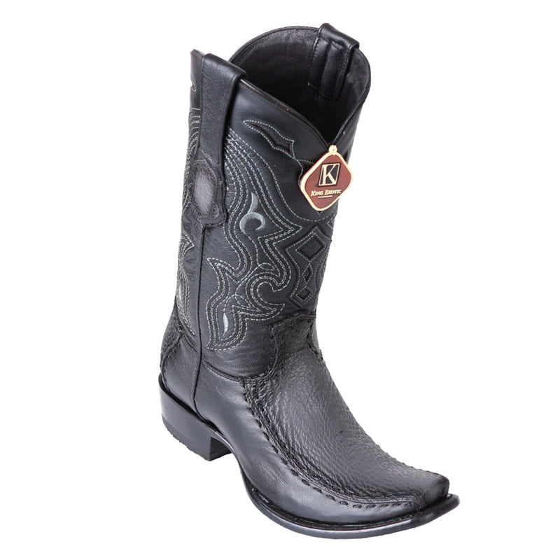 Men's King Exotic Sharkskin Boots With Deer Dubai Toe Handcrafted Faded Gray (479F0938) - 6 E