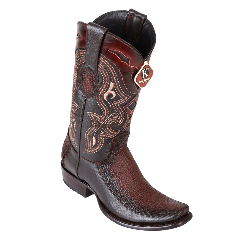 Men's King Exotic Sharkskin Boots With Deer Dubai Toe Handcrafted Faded Brown (479F0916) - 6 E