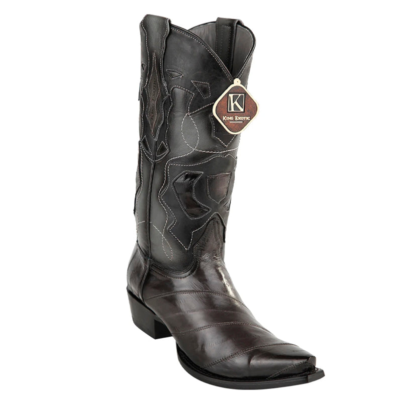 Men's King Exotic Snip Toe Eel Boots Handcrafted Burnished Gray (494RD0838) - 6 E