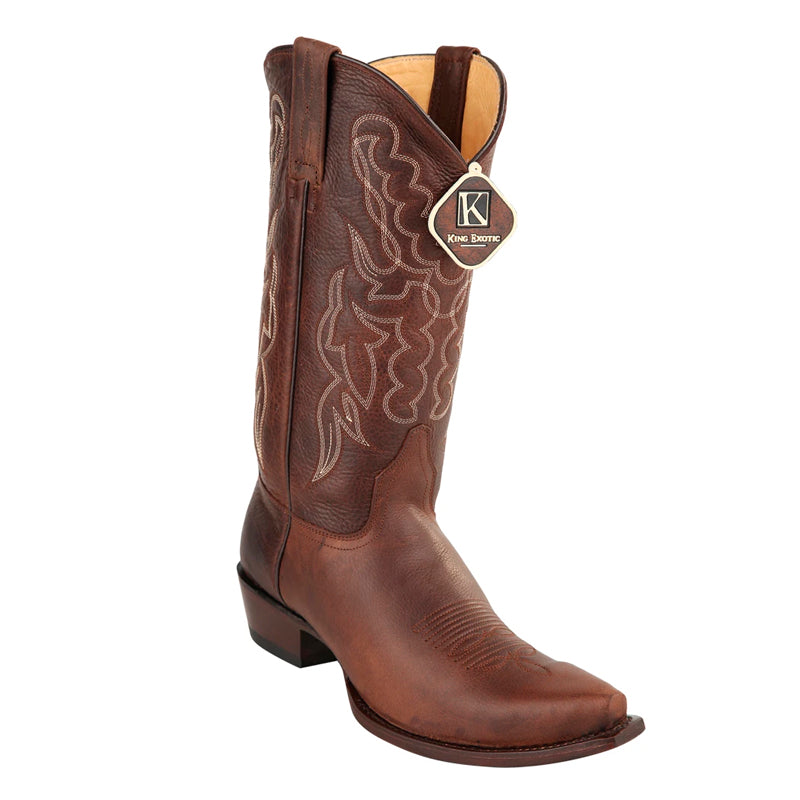 Men's King Exotic Snip Toe Grisly Leather Boots Handmade Brown (4942707) - 6 E