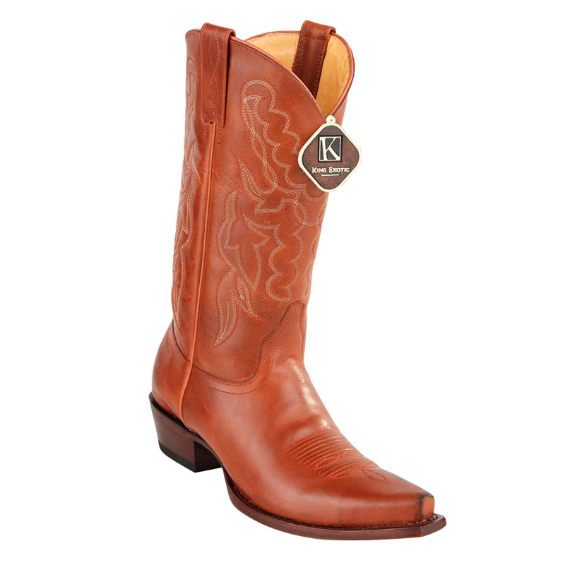Men's King Exotic Snip Toe Pull Up Leather Boots Handmade Honey (4943851) - 6 E
