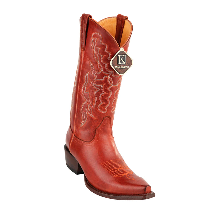 Men's King Exotic Snip Toe Pull Up Leather Boots Handmade Cognac (4943803) - 6 E