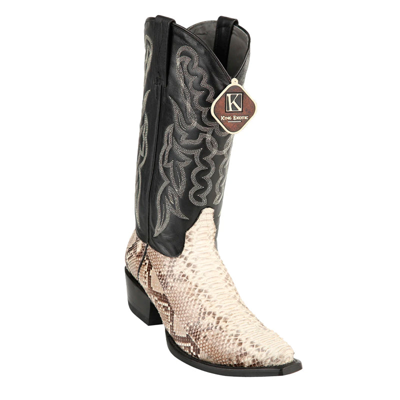 Men's King Exotic Snip Toe Python Snakeskin Boots Handmade Natural (4945749) - 6 E