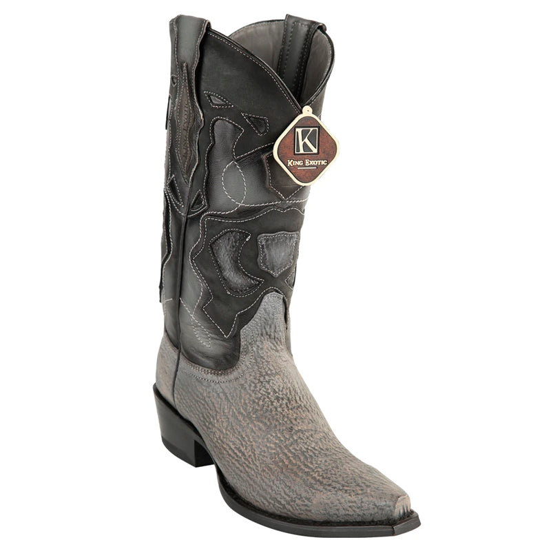 Men's King Exotic Snip Toe Sharkskin Boots Handcrafted Gray (494R0909) - 6 E