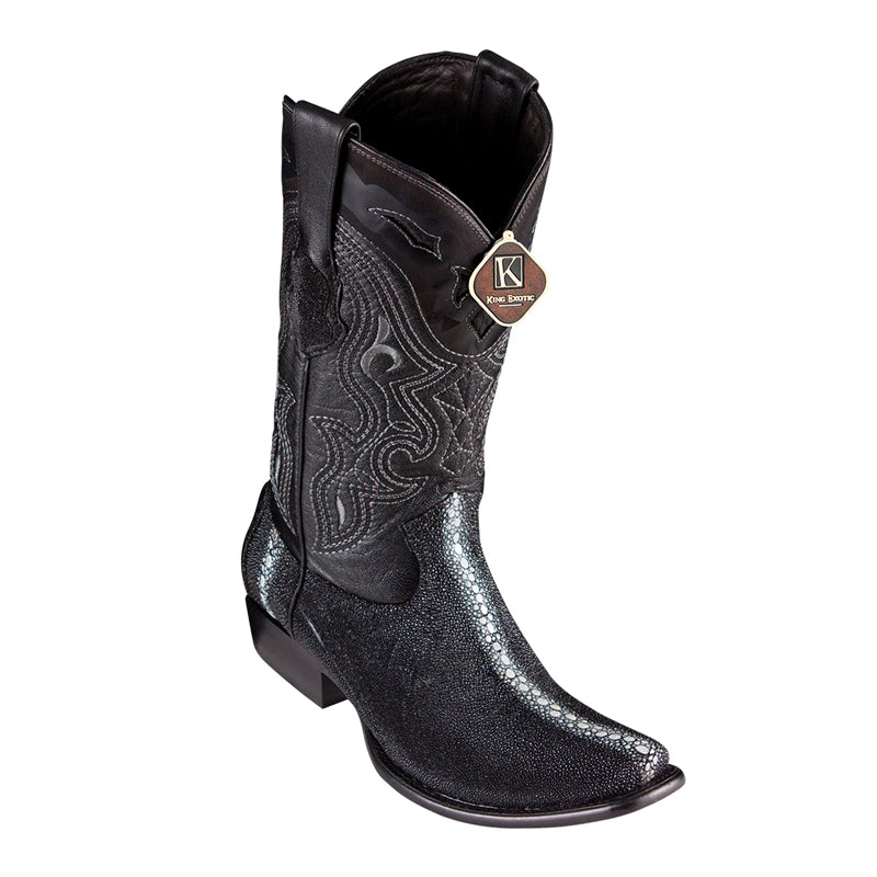 Men's King Exotic Stingray Boots Dubai Toe Handcrafted Black Rowstone (4791105) - 6 E