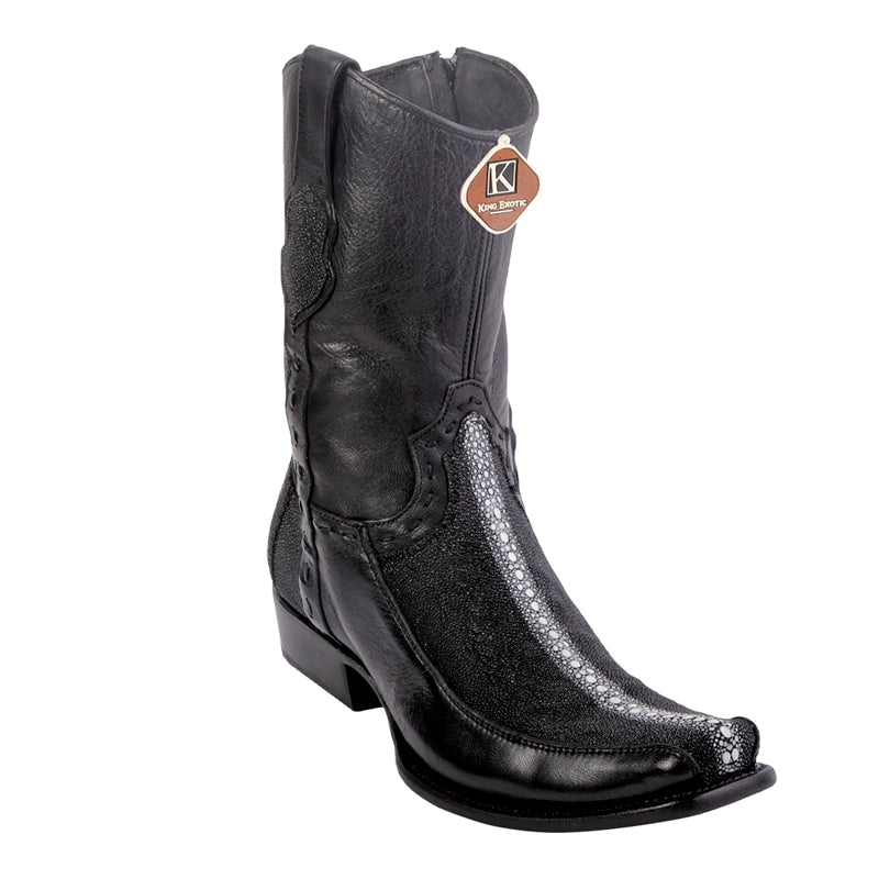 Men's King Exotic Stingray Boots Full Rowstone Dubai Toe Handmade Black (479BF1105) - 6 E