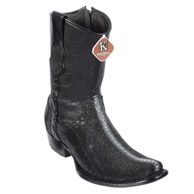 Men's King Exotic Stingray Boots Full Rowstone Dubai Toe Handmade Black (479B1105) - 6 E