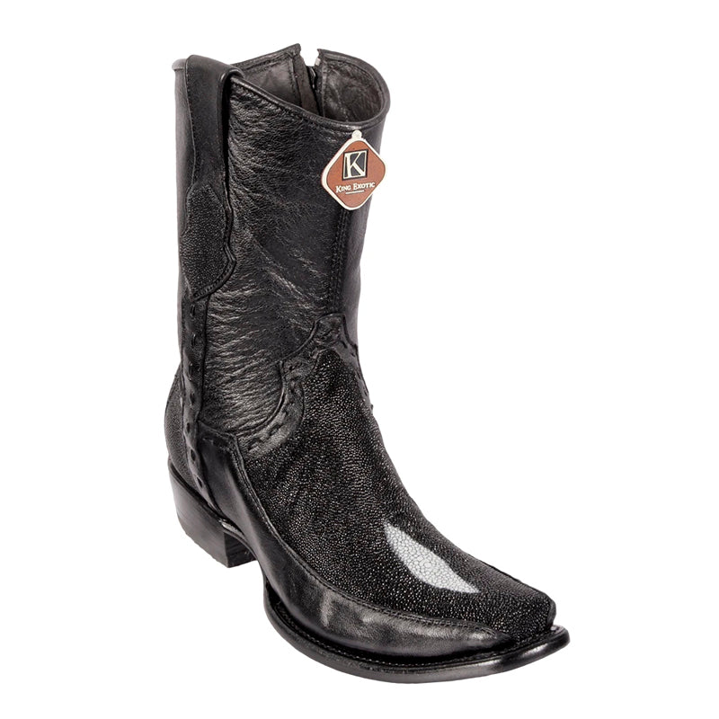 Men's King Exotic Stingray Boots Single Stone Dubai Toe Handmade Black (479BF1232) - 6 E