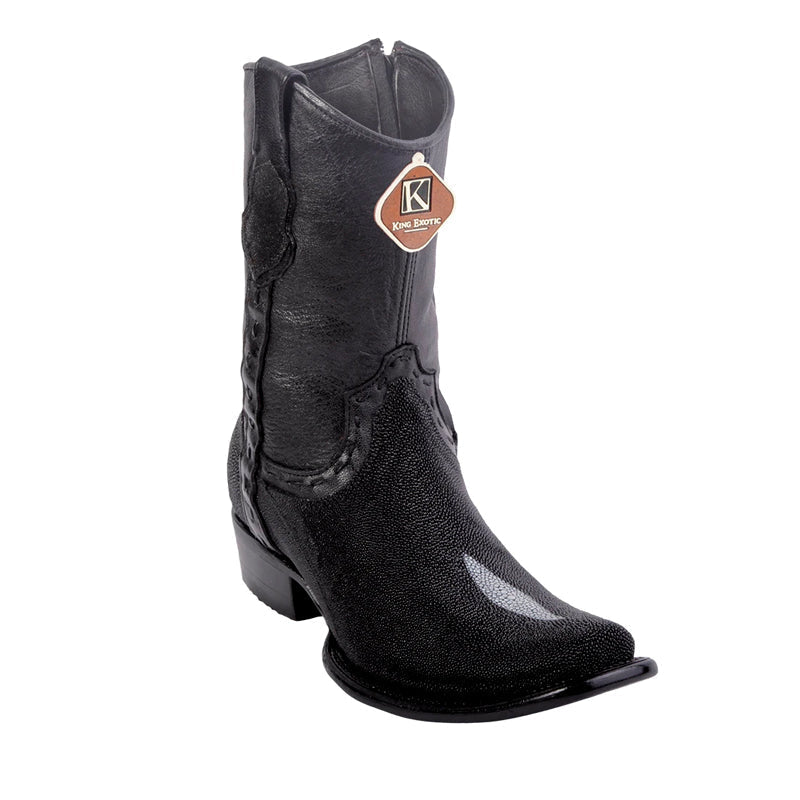 Men's King Exotic Stingray Boots Single Stone Dubai Toe Handmade Black (479B1205) - 6 E