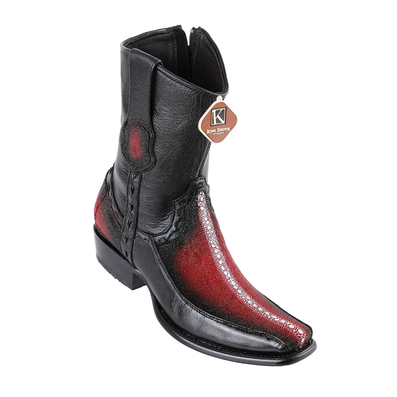 Men's King Exotic Stingray Boots With Deer Dubai Toe Handcrafted  Faded Burgundy (479BF1143) - 6 E