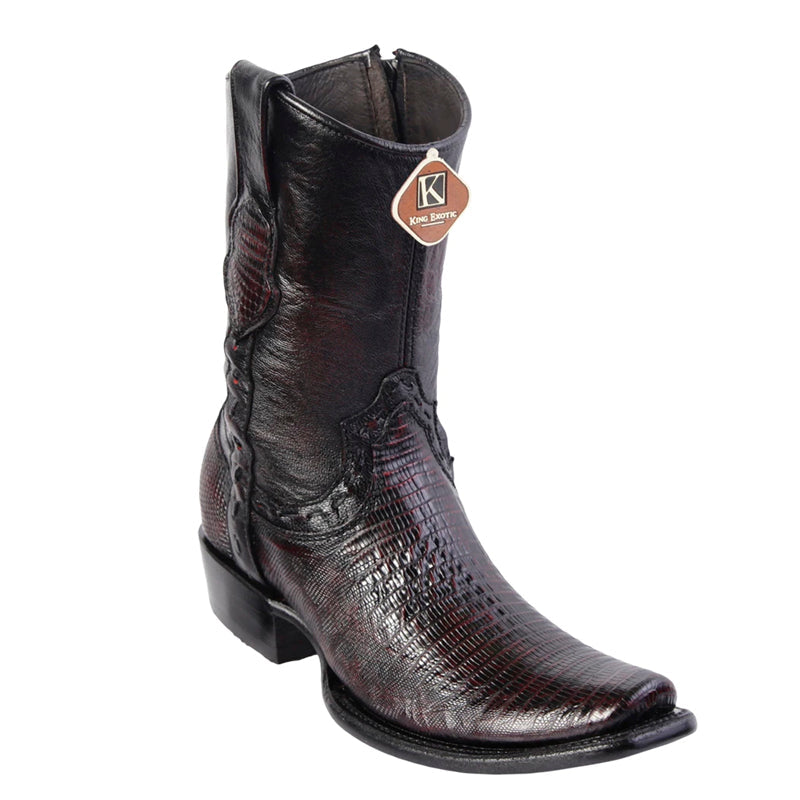 Men's King Exotic Teju Lizard Boots Dubai Toe Handcrafted Black Cherry (479B0718) - 6 E