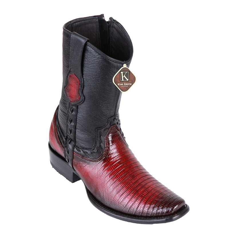 Men's King Exotic Teju Lizard Boots Dubai Toe Handcrafted   Faded Burgundy (479B0743) - 6 E