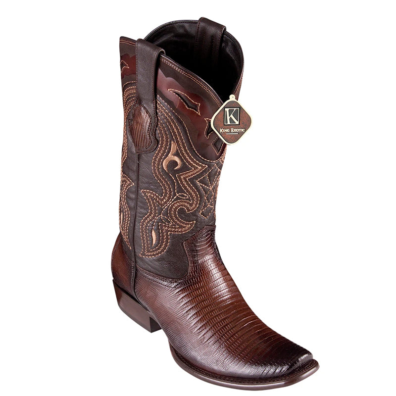 Men's King Exotic Teju Lizard Boots Dubai Toe Handcrafted Faded Brown (4790716) - 6 E