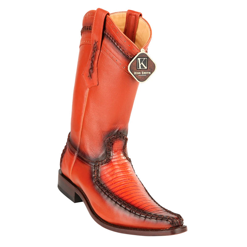 Men's King Exotic Teju Lizard Boots European Toe Handcrafted  Cognac (477bd0703) - 6 E