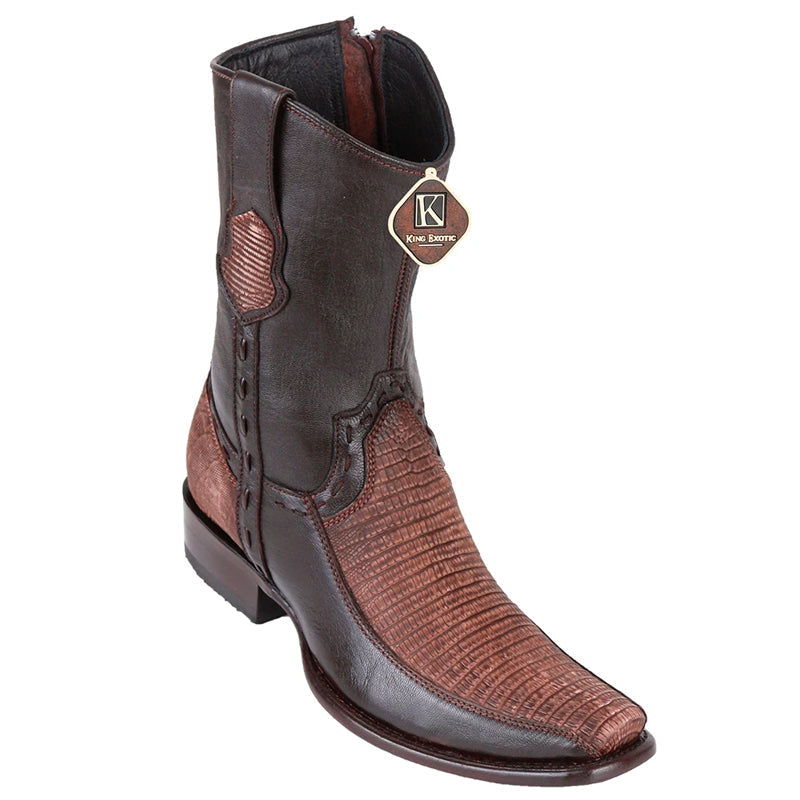 Men's King Exotic Teju Lizard Boots With Deer Dubai Toe Handcrafted  Sanded Brown (479BF0735) - 6 E