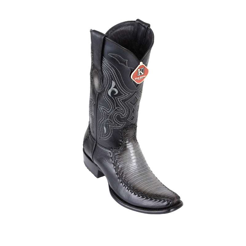 Men's King Exotic Teju Lizard Boots With Deer Dubai Toe Handcrafted  Faded Gray (479F0738) - 6 E