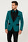 Men's Teal Blue Velvet Tuxedo with Black Satin Lapel and Bow Tie + Black Pants