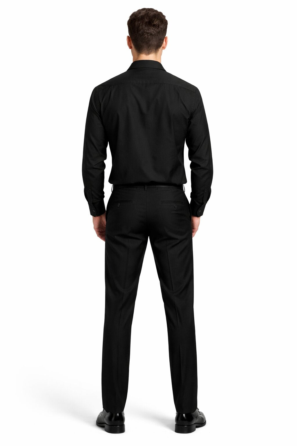 Mens Luxury Black Wool Two-Piece Leisure Walking Suit - Small