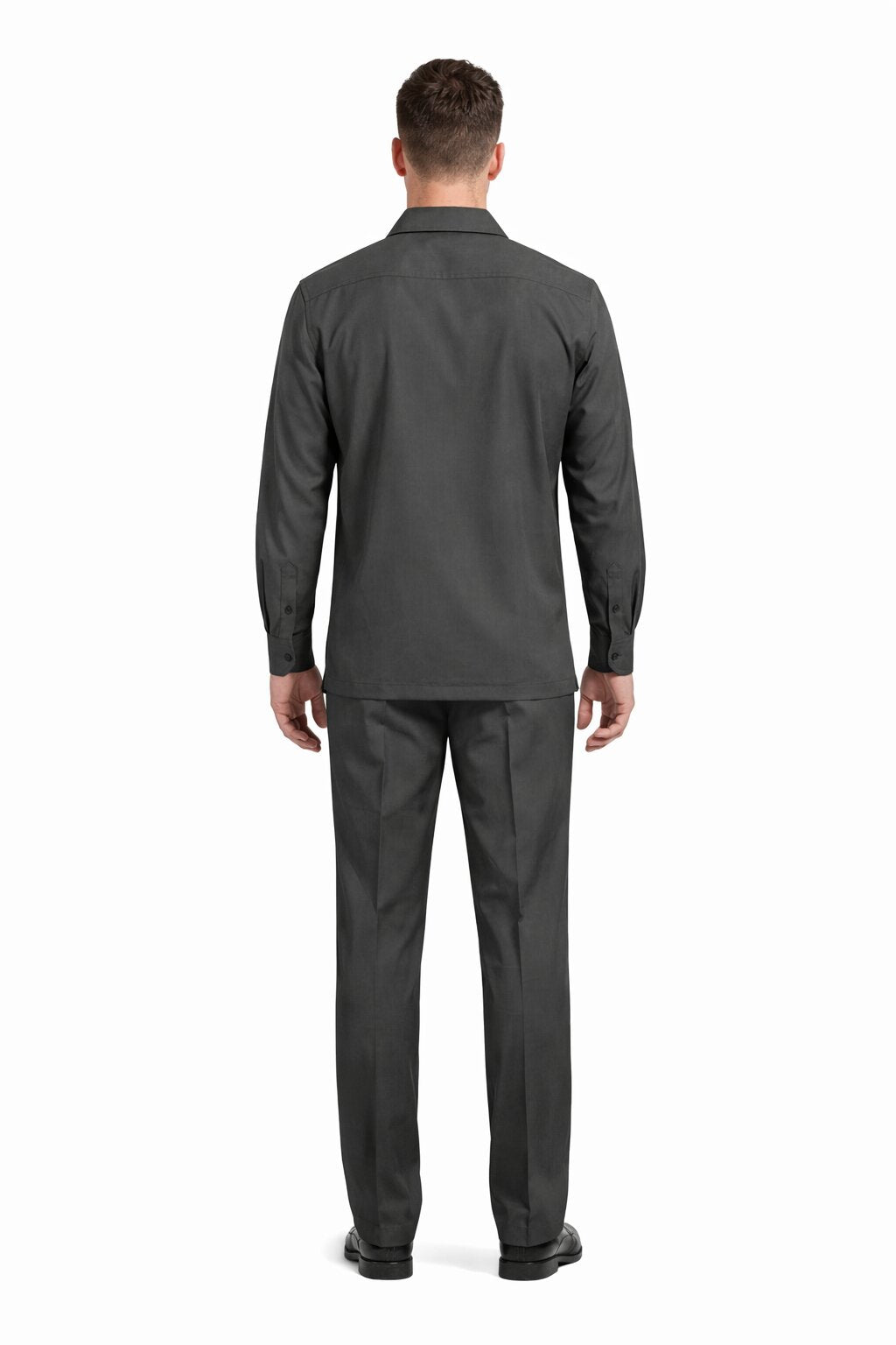 Mens Luxury Charcoal Grey Wool Two-Piece Leisure Walking Suit - Small
