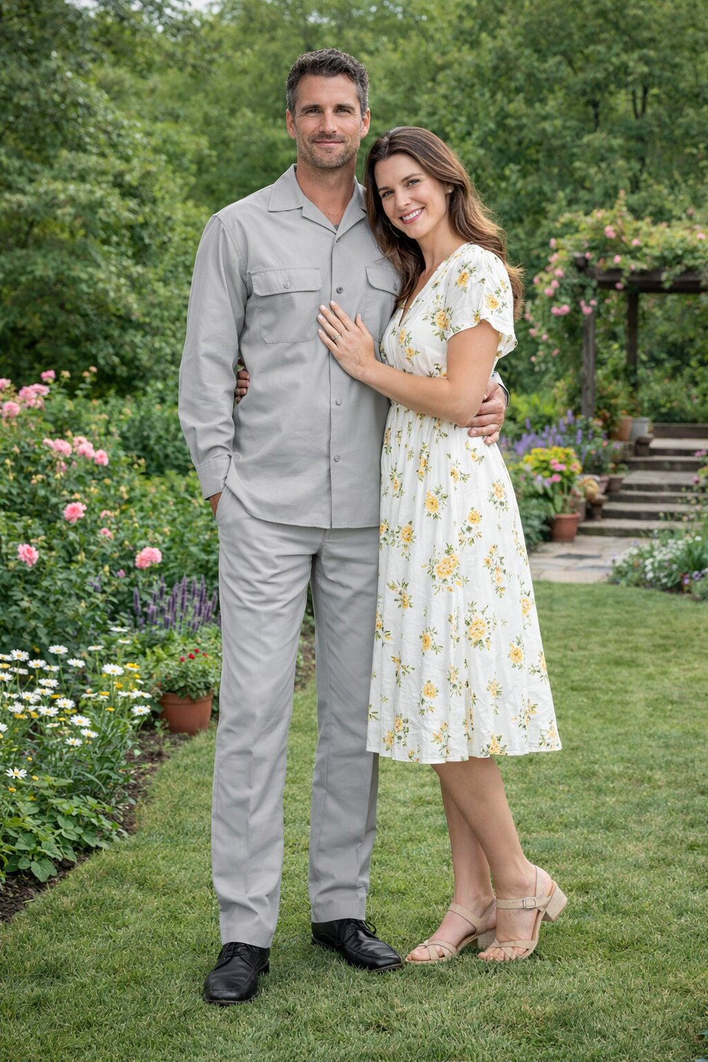 Mens Luxury Grey Wool Two-Piece Leisure Walking Suit - Small