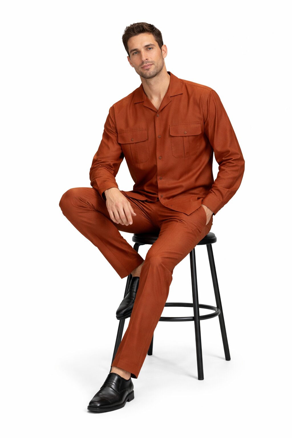 Mens Luxury Copper Wool Two-Piece Leisure Walking Suit - Small