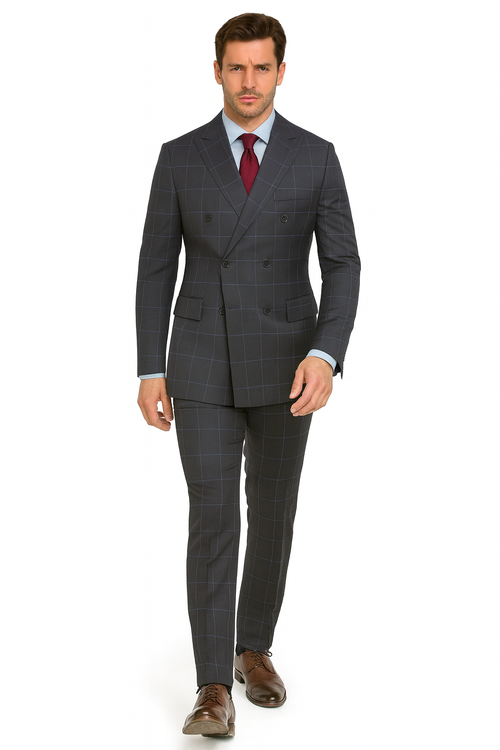1920's Mens Vested Bold Gangster Vintage Plaid Suit With White Vest in Grey