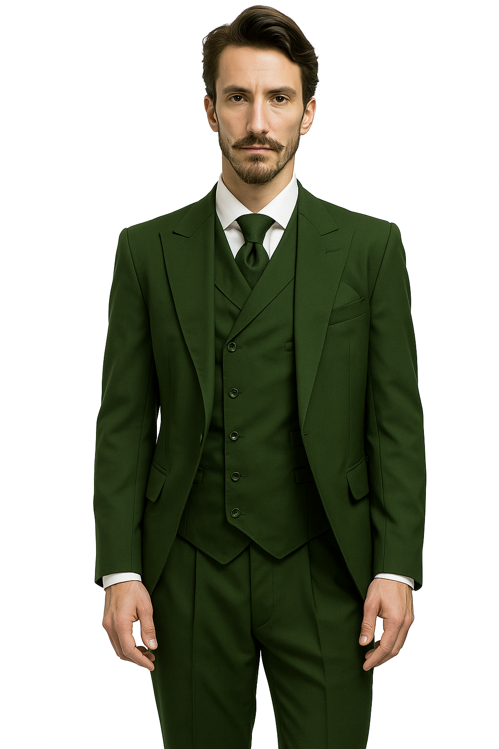 Mens 1930s Suits - Hunter Green Suit - 38 Short Jacket+32 Waist Adjust 28to34)(Height: 5 4 to5 7 )(Neck  15-16.5)S-M)