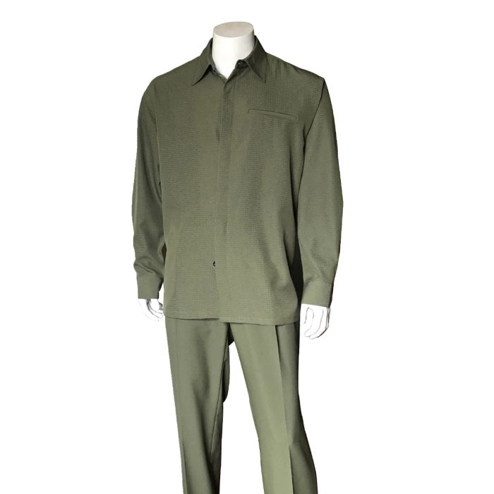 Men's 2 piece Sets french front Walking Suit in olive