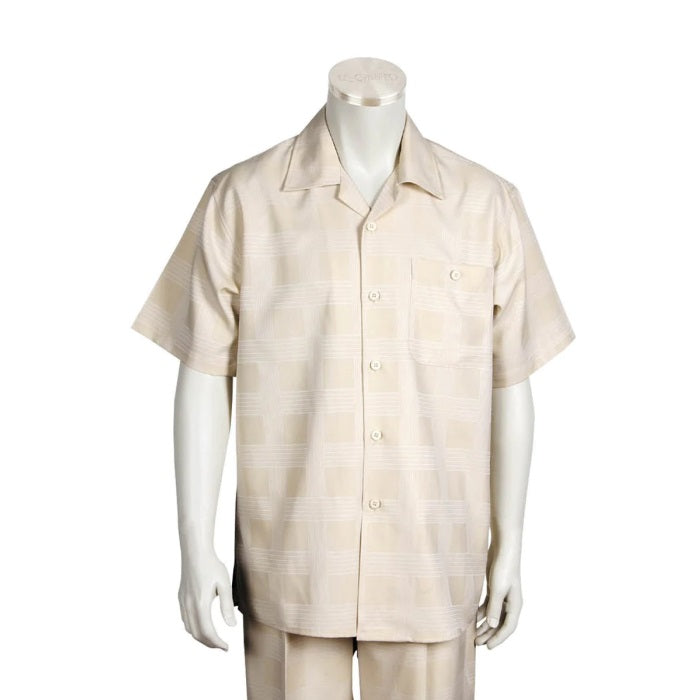 Men's 2 piece Sets short sleeve leisure set walking suit in light Beige