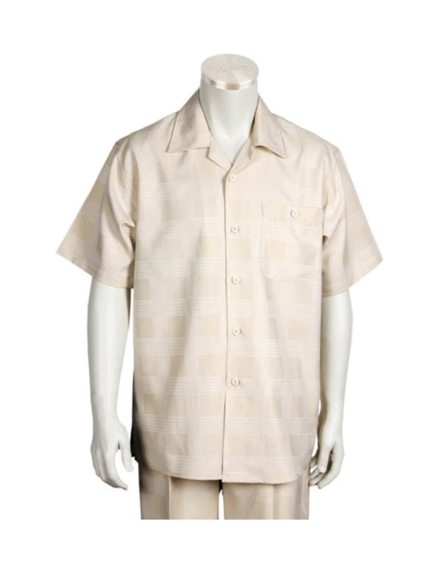 Men's 2 piece Sets short sleeve leisure set walking suit in light Beige - S